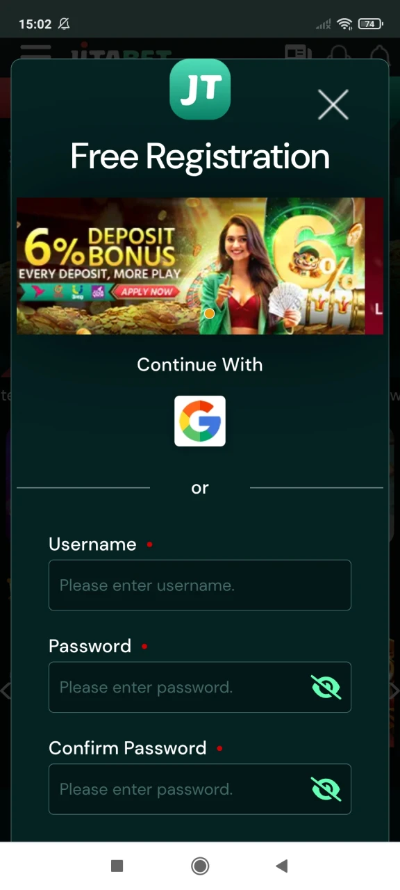 Learn how to register in the Jitabet app.