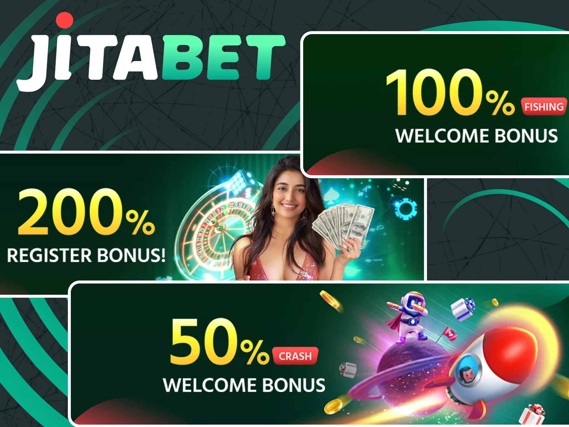 With bonuses from Jitabet you can place bets and play games.