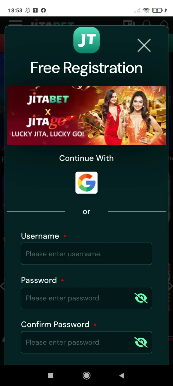 Start registration to receive a bonus from Jitabet.