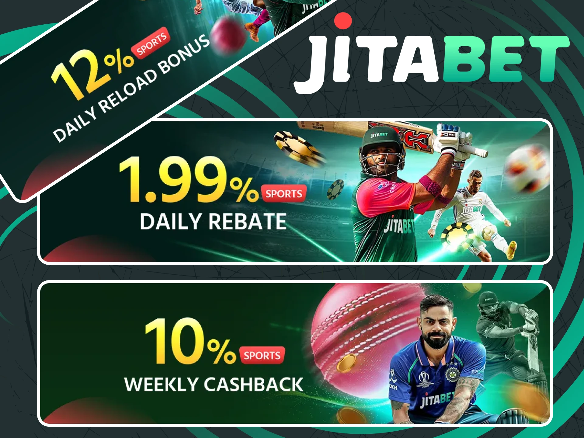 Jitabet gives bonuses to sports betting fans.