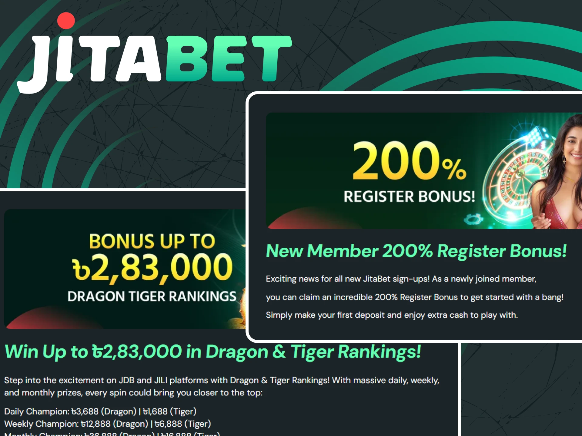 Get bonuses for games at Jitabet casino.