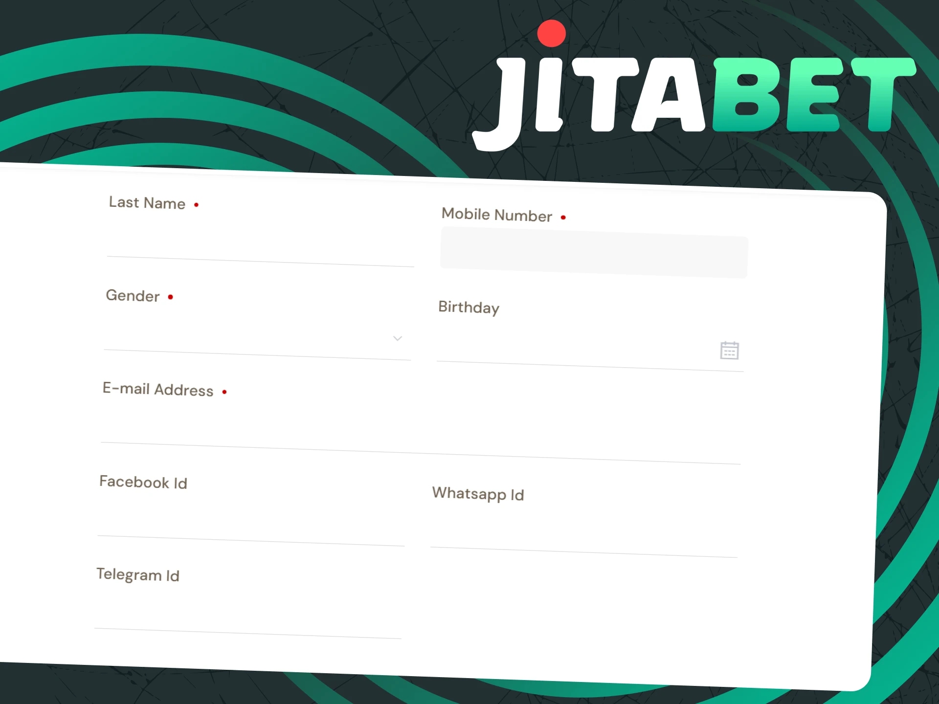 Fill in the details for the Jitabet website.