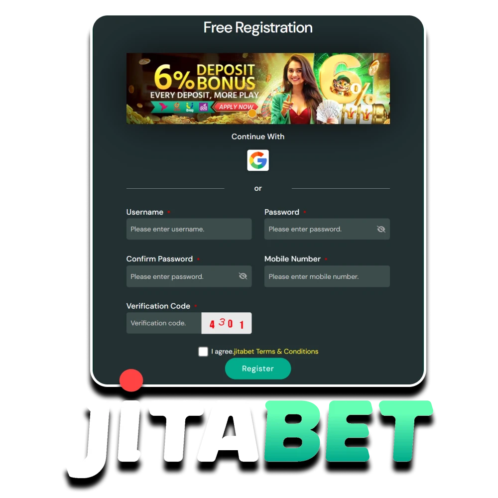 We will tell you about registration on the Jitabet website.