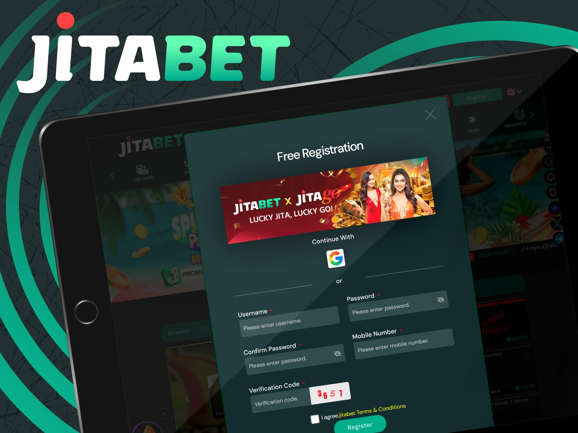 Check out the requirements for registering at Jitabet.