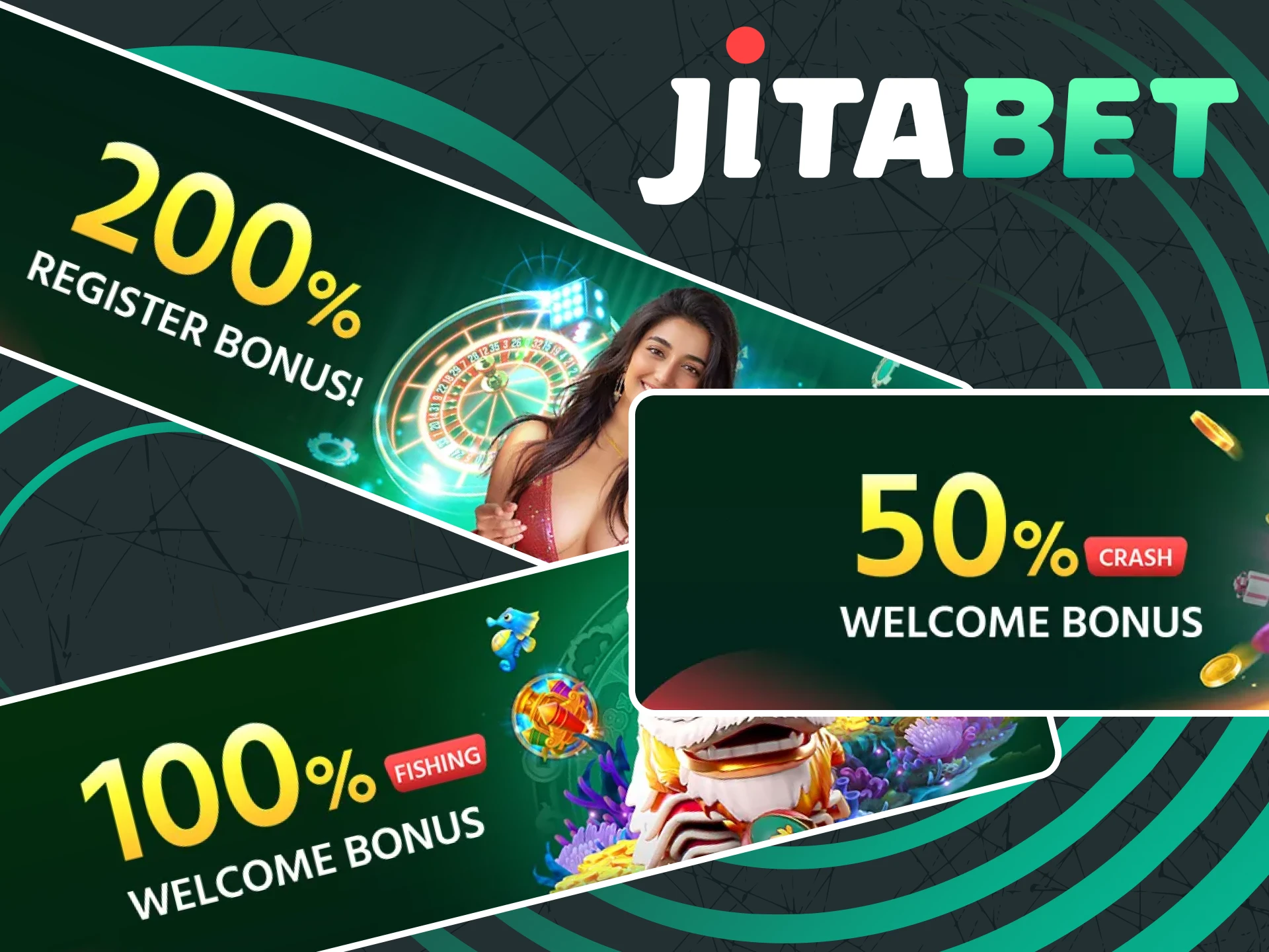 After registration you will receive casino bonuses from Jitabet.
