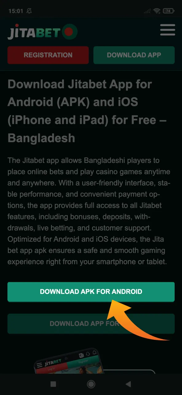 Start downloading the Jitabet app for Android.