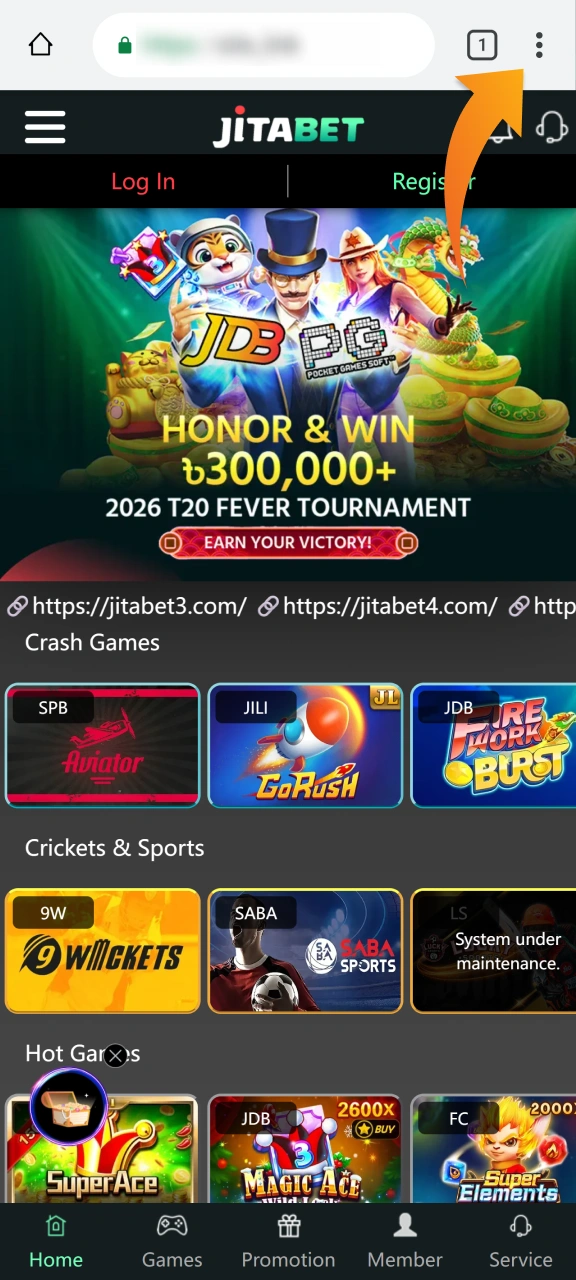 Open page settings to get Jitabet android PWA app.